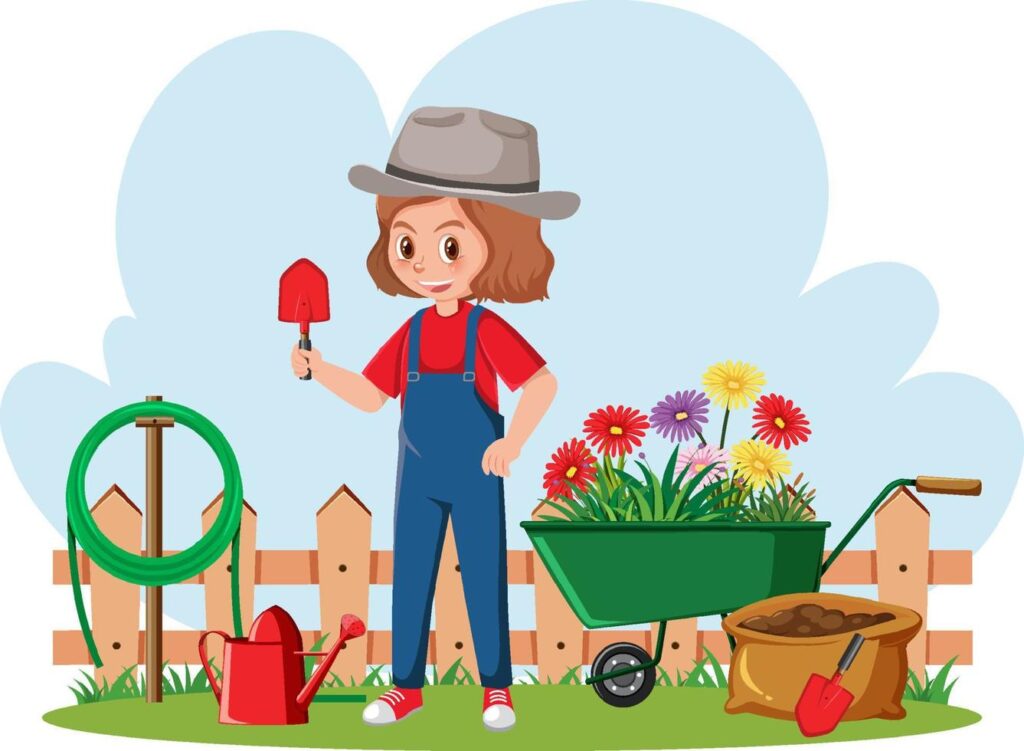 gardener-with-colorful-flowers-free-vector